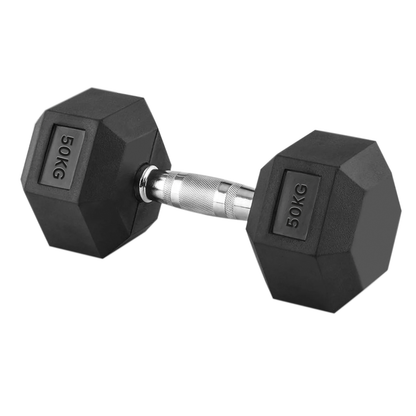 Hex Dumbbells 2.5kg–60kg Sets or Pairs – Rubber-Coated Anti-Roll Weights with Rack or Without – Chrome Knurled Grip for Strength Training at Home Gym