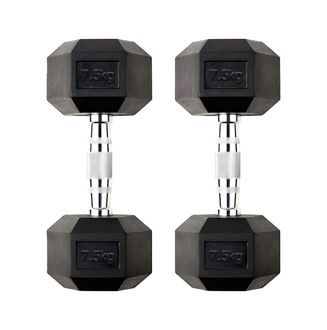 Hex Dumbbells 2.5kg–60kg Sets or Pairs – Rubber-Coated Anti-Roll Weights with Rack or Without – Chrome Knurled Grip for Strength Training at Home Gym