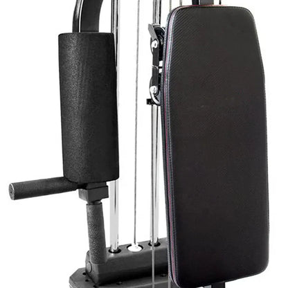 Black gym machine with padding on a white background