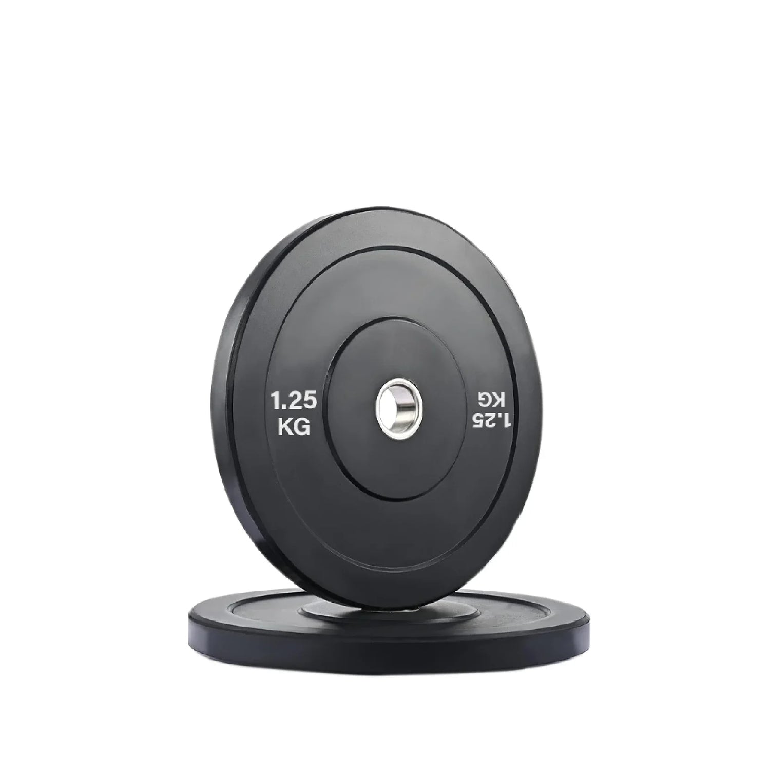 Black weight plate with '1.25 KG' marking on a white background