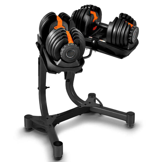Upgrade Your Gym Setup with a Smart Adjustable Dumbbell Stand – Compatible with 24kg & 40kg Weights, Secure Dial Slots, and Belted Rack for Space-Saving Storage