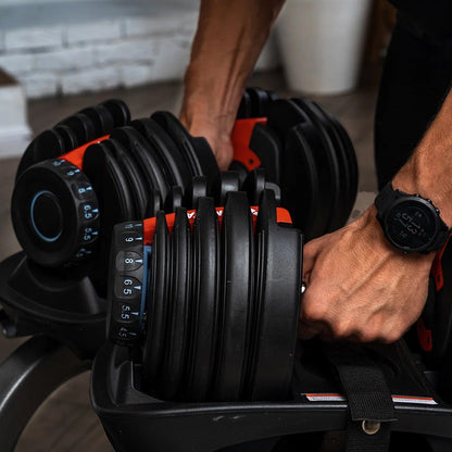 Upgrade Your Gym Setup with a Smart Adjustable Dumbbell Stand – Compatible with 24kg & 40kg Weights, Secure Dial Slots, and Belted Rack for Space-Saving Storage