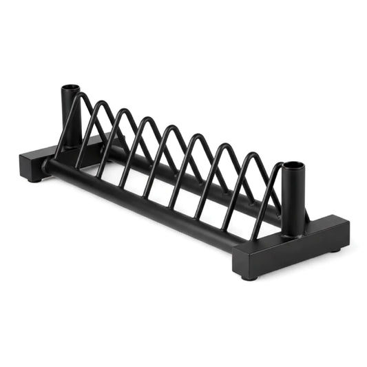 Horizontal Weight Plate Rack, Heavy-Duty Steel Olympic & Standard Plate Storage Holder with Wheels for Home Gym Strength Training