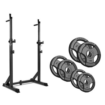 Build Serious Strength with Adjustable Barbell Rack | Half Squat Rack Featuring Dip Station, Safety Spotters & 200KG Capacity – Perfect for Power & Home Training