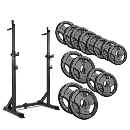 Build Serious Strength with Adjustable Barbell Rack | Half Squat Rack Featuring Dip Station, Safety Spotters & 200KG Capacity – Perfect for Power & Home Training