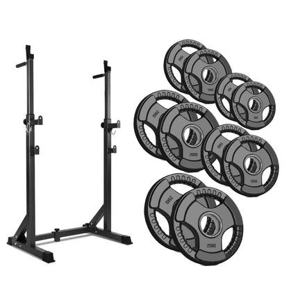 Build Serious Strength with Adjustable Barbell Rack | Half Squat Rack Featuring Dip Station, Safety Spotters & 200KG Capacity – Perfect for Power & Home Training