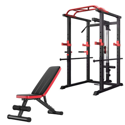 Ultimate Strength Training Station | Full-Feature Power Rack with Adjustable Cable Pulley System, Pull-Up Bar & Multi-Use Cage for Home & Commercial Gyms