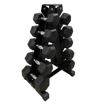 Hex Dumbbell Set 6 Pairs (2.5kg–30kg) – Rubber-Coated Anti-Roll Weights with Optional Compact Vertical Rack – Strength Training for Home Gym Use