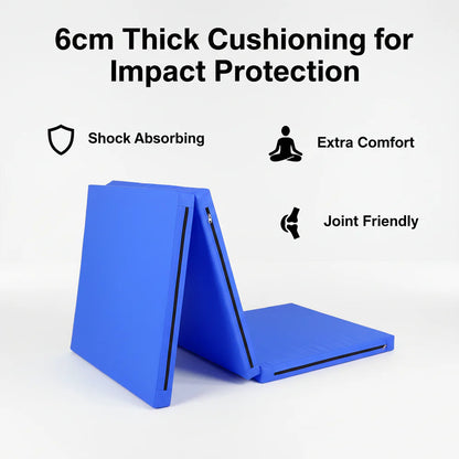 Tri-Fold Gymnastics Exercise Mat – PU Leather Foldable 6ft Training Pad with High-Density Foam