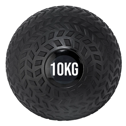 Black exercise ball with '10KG' marking on a white background