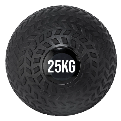 Black exercise ball with '25KG' marking on a white background