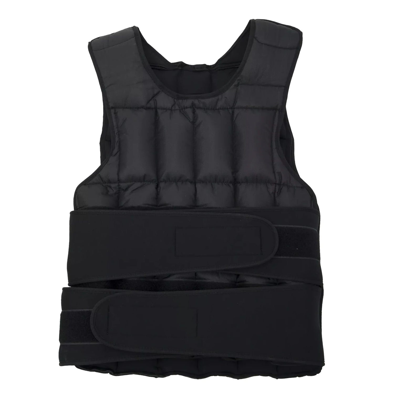 Black weighted vest on a white background