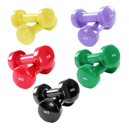 Colorful Neoprene-Coated Dumbbell Set | Non-Slip Vinyl Hand Weights for Home Workouts, Strength Training, and Body Toning | Ideal for Women & Men in Compact Fitness Spaces