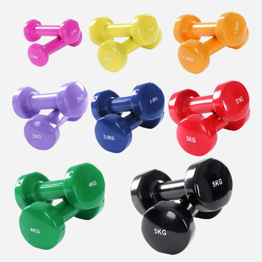 Colorful Neoprene-Coated Dumbbell Set | Non-Slip Vinyl Hand Weights for Home Workouts, Strength Training, and Body Toning | Ideal for Women & Men in Compact Fitness Spaces