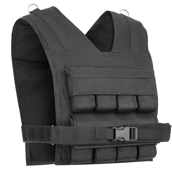 Black tactical vest on a white background