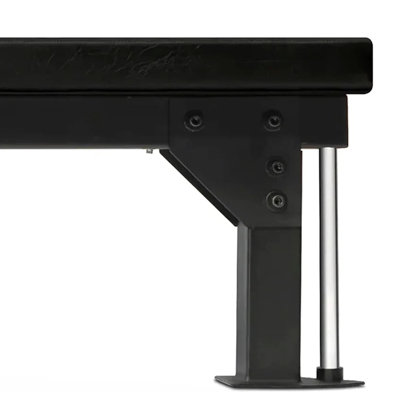 Black metal bench with a white background
