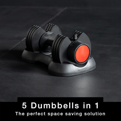 Pair of 12.5kg Dynamic Adjustable Dumbbells – 5-in-1 Weight Options | 2.5kg–12.5kg with Fast-Lock Mechanism | Space-Saving Strength Kit for Total Body Training at Home or Gym Setup