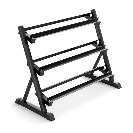 Black metal weight rack on a white background