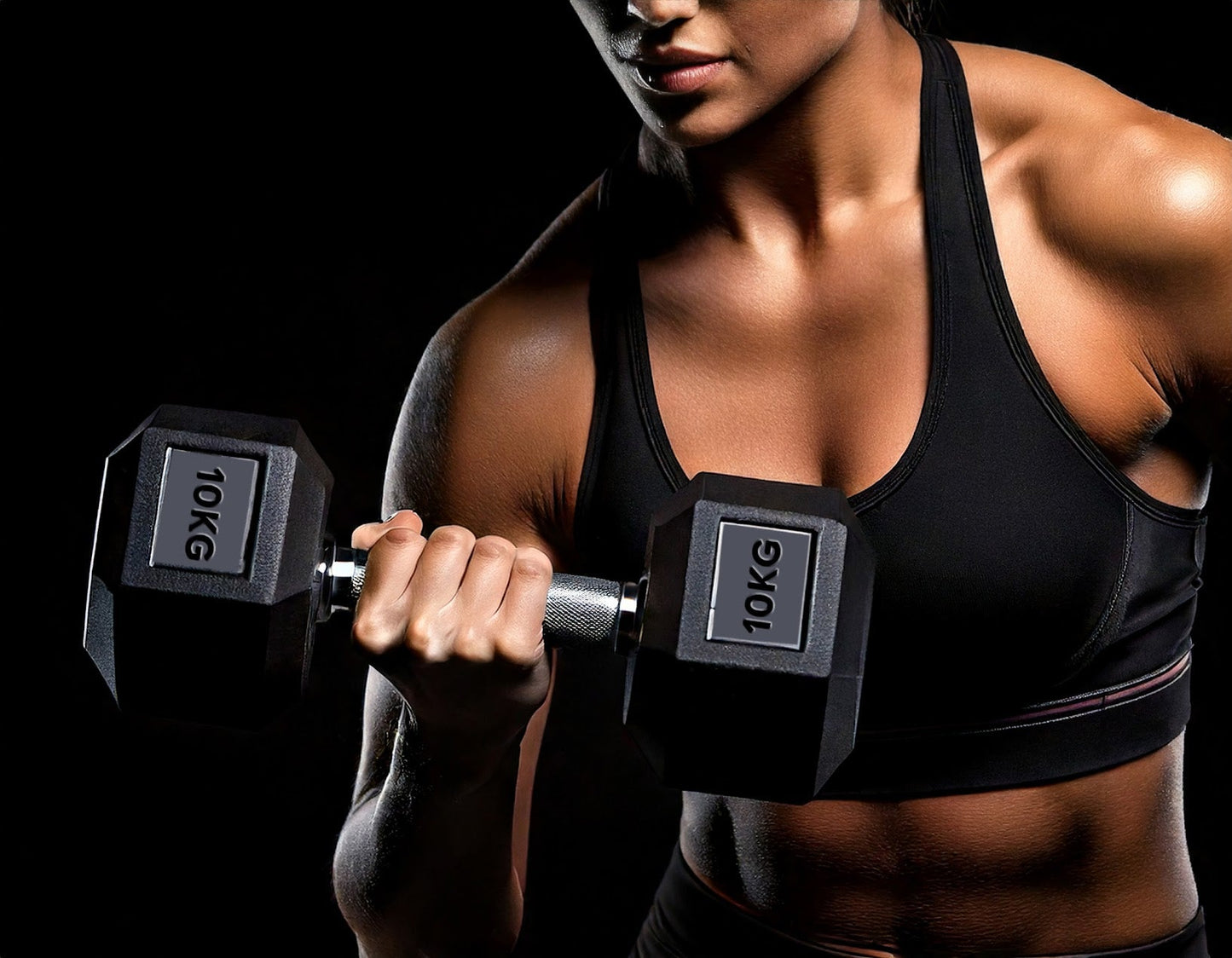 Hex Dumbbells 2.5kg–60kg Sets or Pairs – Rubber-Coated Anti-Roll Weights with Rack or Without – Chrome Knurled Grip for Strength Training at Home Gym