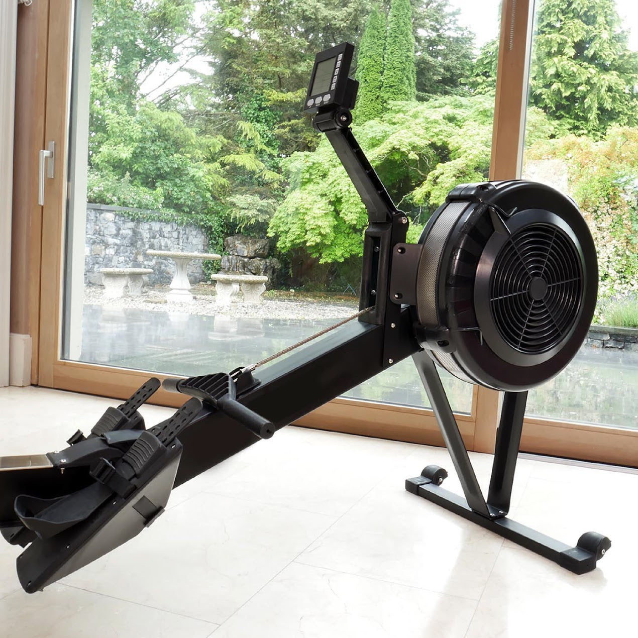 Smooth Glide Home Rower – Whisper-Quiet Rowing Machine with 10-Level Air Resistance | Foldable Alloy Frame, Smart Console & Ergonomic Design for Full-Body Workouts