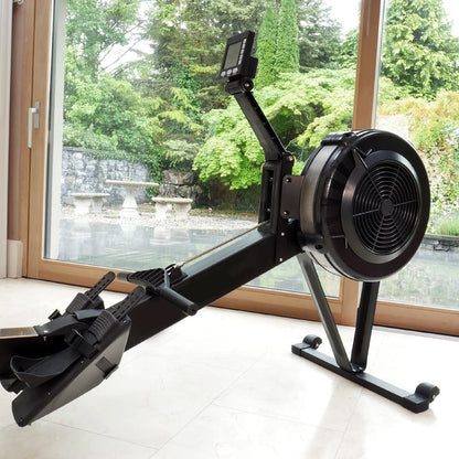 Smooth Glide Home Rower – Whisper-Quiet Rowing Machine with 10-Level Air Resistance | Foldable Alloy Frame, Smart Console & Ergonomic Design for Full-Body Workouts