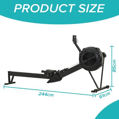 Smooth Glide Home Rower – Whisper-Quiet Rowing Machine with 10-Level Air Resistance | Foldable Alloy Frame, Smart Console & Ergonomic Design for Full-Body Workouts