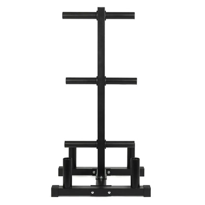 Organize Olympic Plates & Barbells with 3-Tier Weight Rack | 200kg Capacity | Space-Saving Bar Stand with Durable Black Finish for Home Gym Storage